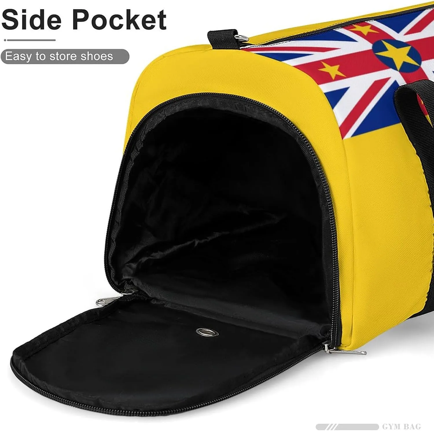 Niue Flag Gym Bag for Boys Girls with Shoe Compartment Travel Overnight