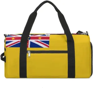 Niue Flag Gym Bag for Boys Girls with Shoe Compartment Travel Overnight