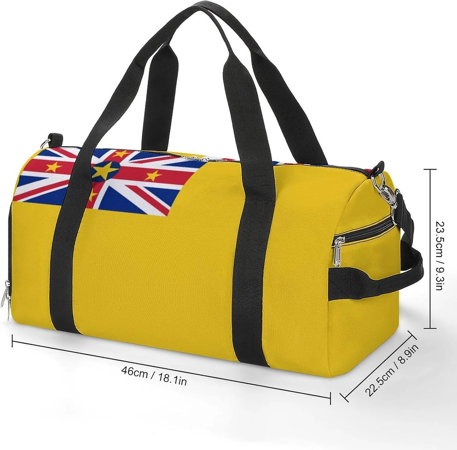 Niue Flag Gym Bag for Boys Girls with Shoe Compartment Travel Overnight