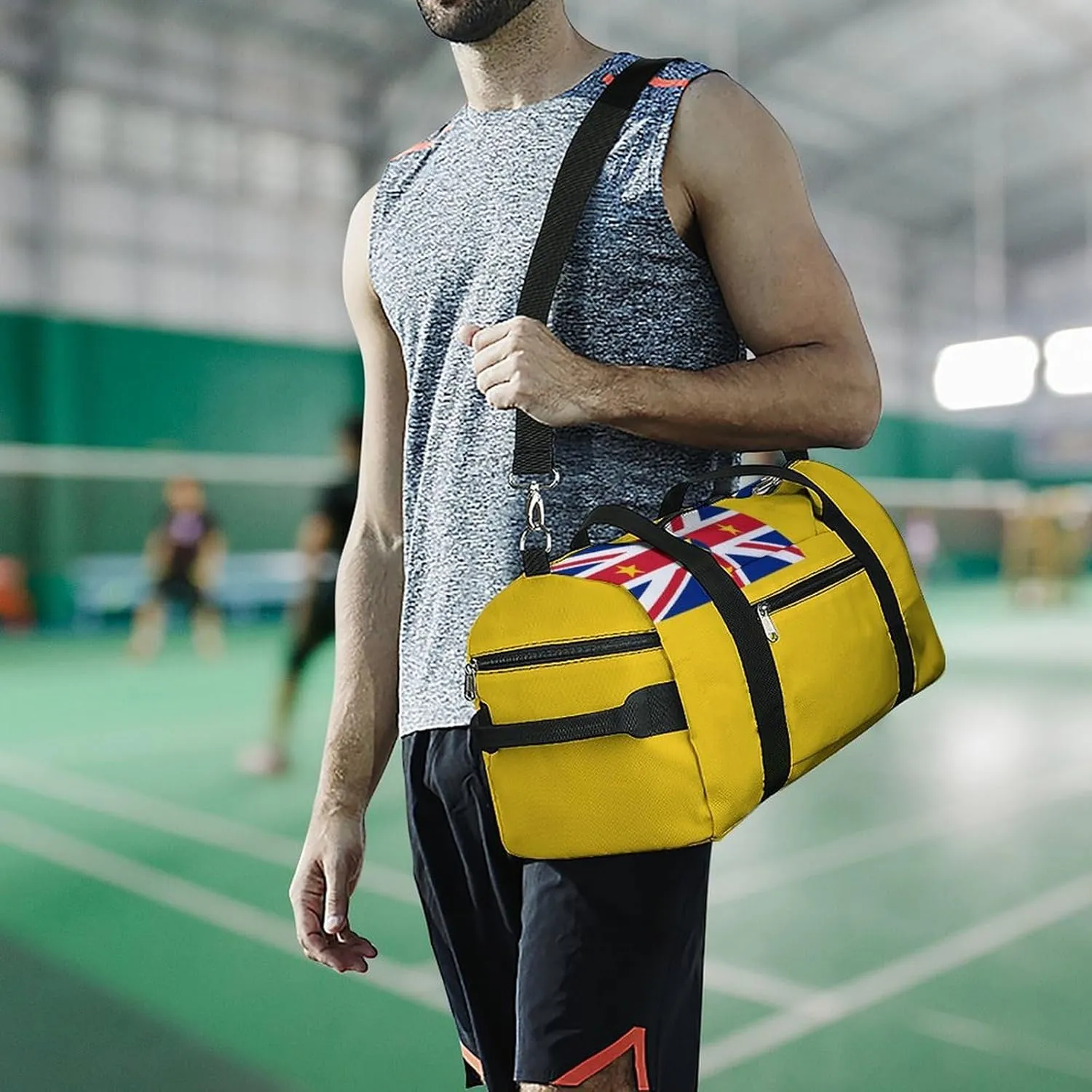 Niue Flag Gym Bag for Boys Girls with Shoe Compartment Travel Overnight