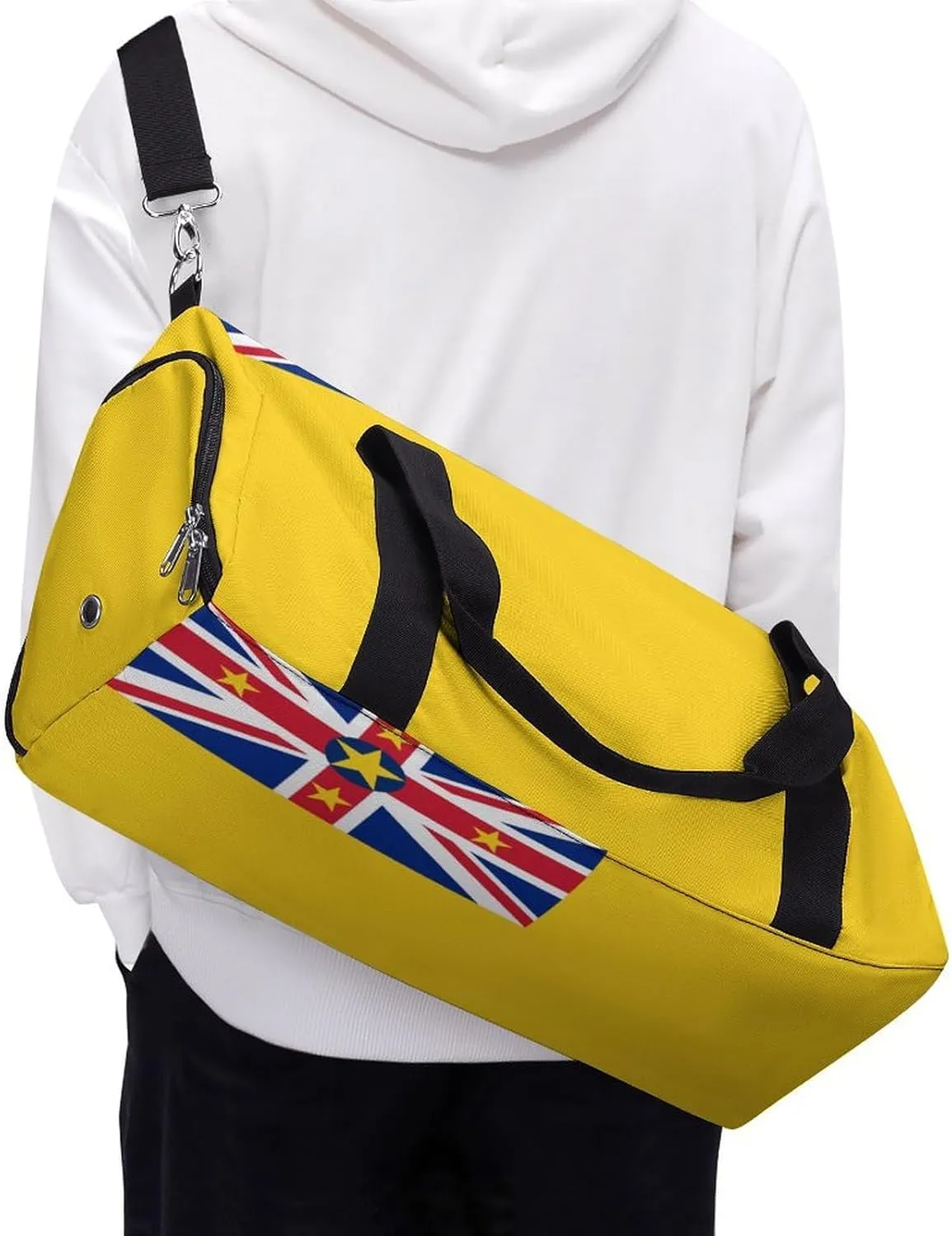 Niue Flag Gym Bag for Boys Girls with Shoe Compartment Travel Overnight