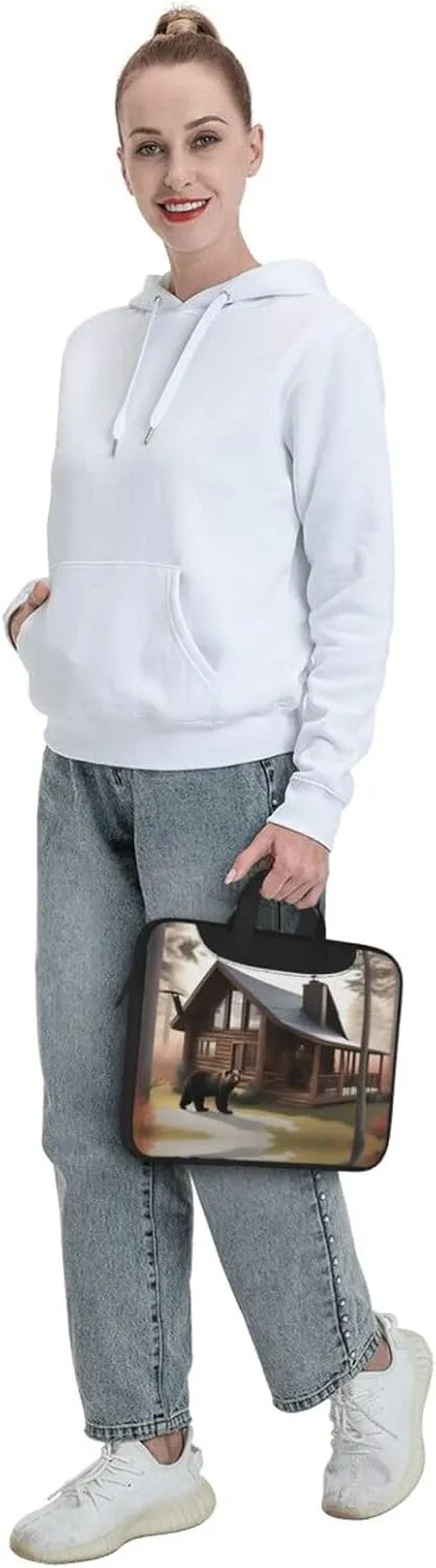 Rustic Lodge Bear picture Fashionable and ultra-thin shoulder laptop bag Shockproof soft lining