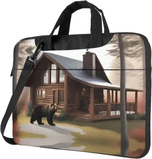 Rustic Lodge Bear picture Fashionable and ultra-thin shoulder laptop bag Shockproof soft lining