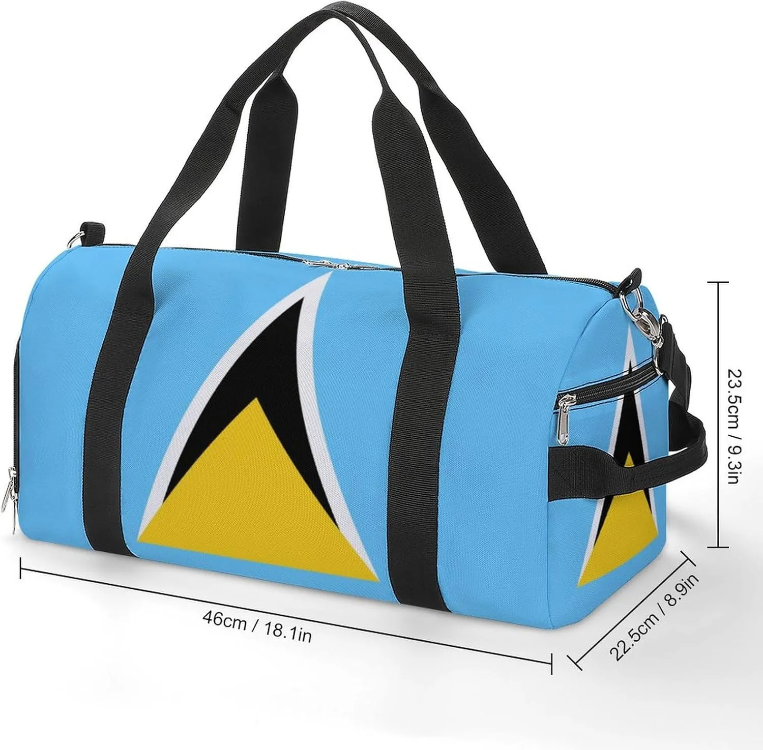 Saint Lucia Flag Duffel Bag for Men Women with Shoe Compartment Carry On Tote