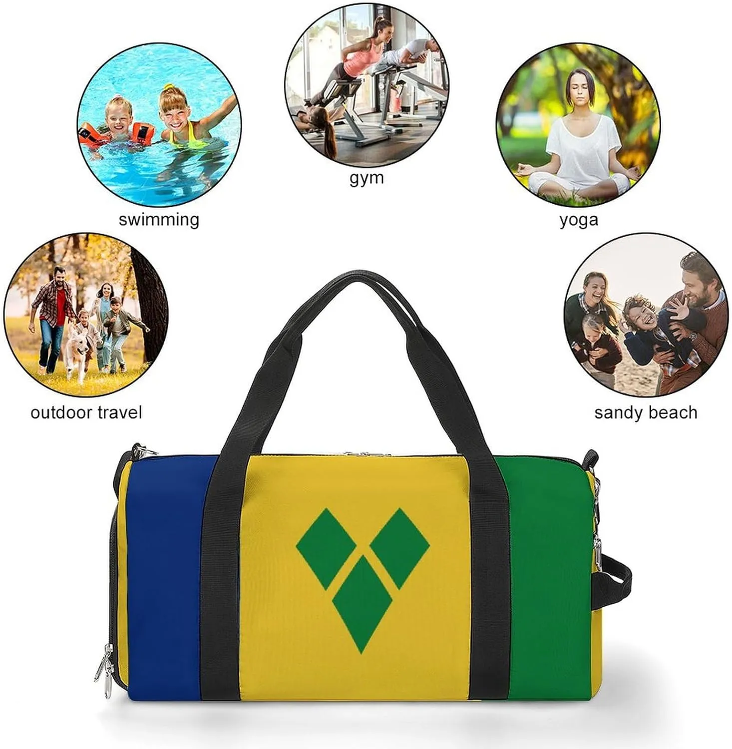 Saint Vincent Grenadines Flag Duffel Bag for Boys Girls with Wet Pocket Shoe Compartment
