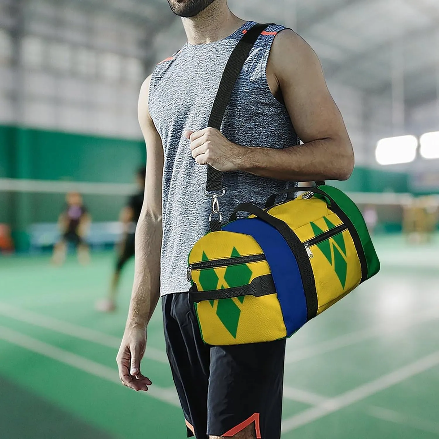 Saint Vincent Grenadines Flag Duffel Bag for Boys Girls with Wet Pocket Shoe Compartment