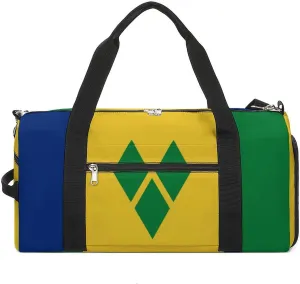 Saint Vincent Grenadines Flag Duffel Bag for Boys Girls with Wet Pocket Shoe Compartment