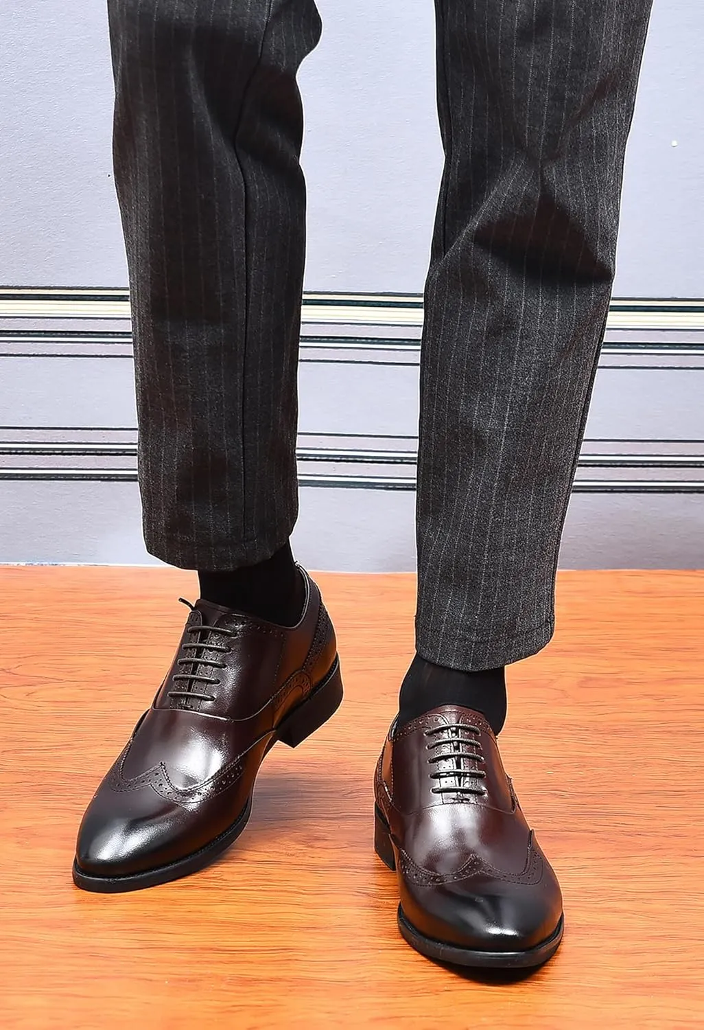 Santimon Men's Oxfords Formal Dress Leather Classic Wingtip Brogues Derby Business Prom Wedding Fashion Casual Comfort Walking Shoes for Men
