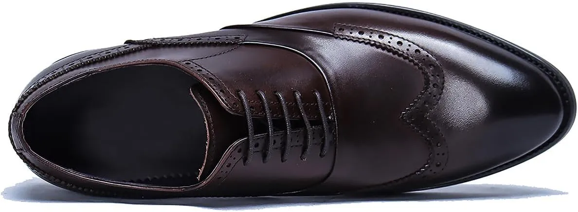 Santimon Men's Oxfords Formal Dress Leather Classic Wingtip Brogues Derby Business Prom Wedding Fashion Casual Comfort Walking Shoes for Men