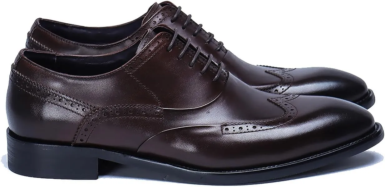 Santimon Men's Oxfords Formal Dress Leather Classic Wingtip Brogues Derby Business Prom Wedding Fashion Casual Comfort Walking Shoes for Men