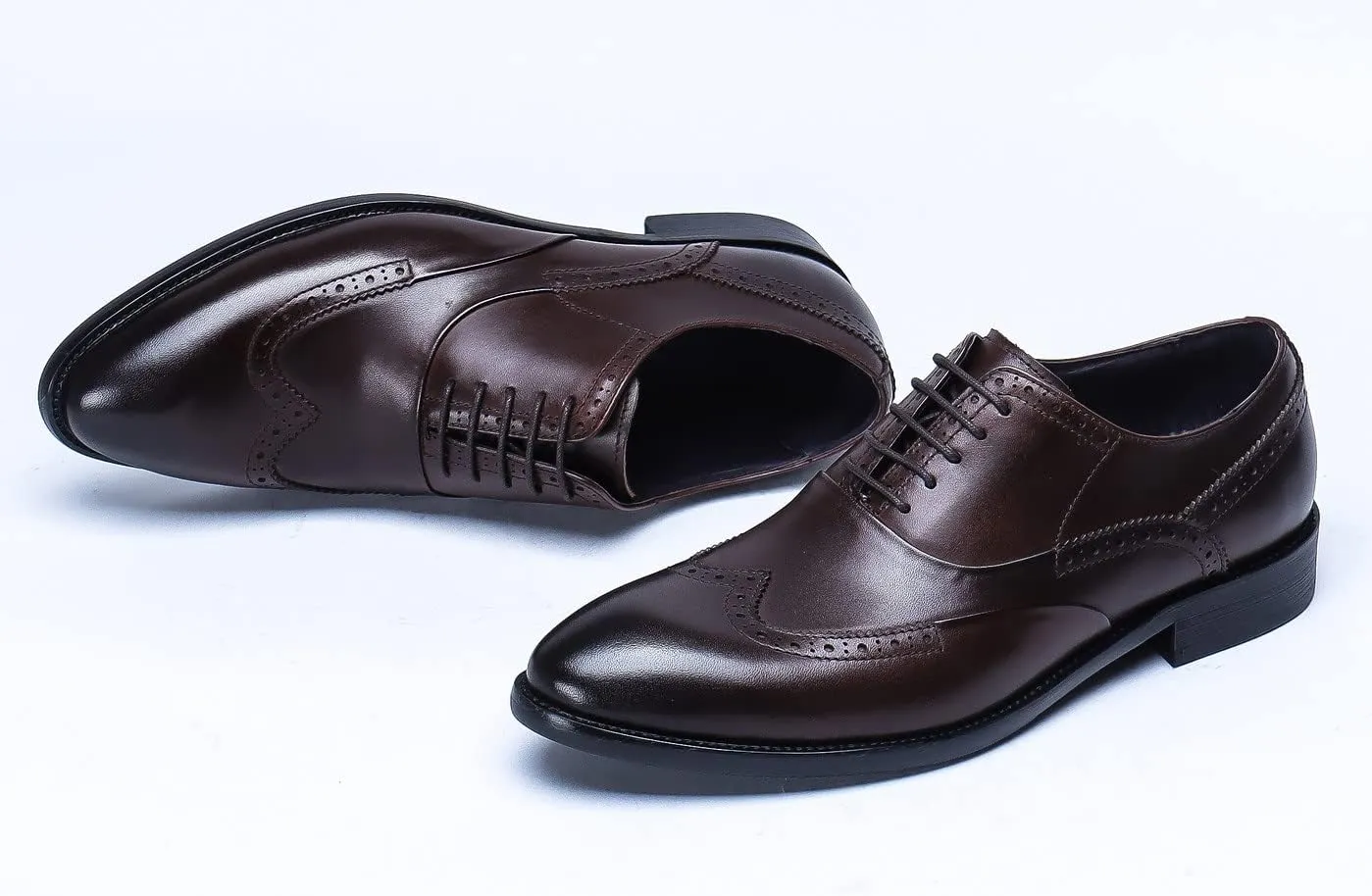 Santimon Men's Oxfords Formal Dress Leather Classic Wingtip Brogues Derby Business Prom Wedding Fashion Casual Comfort Walking Shoes for Men