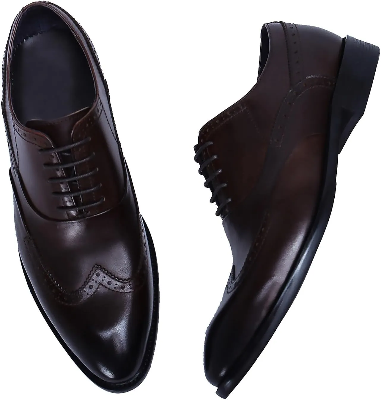 Santimon Men's Oxfords Formal Dress Leather Classic Wingtip Brogues Derby Business Prom Wedding Fashion Casual Comfort Walking Shoes for Men