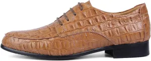 Single Season Formal Oxford Shoes for Men Lace Up Crocodile Embossed Apron Toe Derby Shoes Leather Non Slip Rubber Sole Anti-Slip Slip Resistant Low Top Classic Very Popular Among Young p