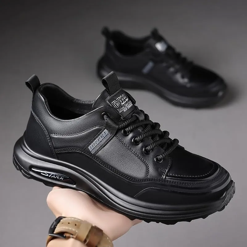 Sleek Men's Derby Dress Shoes Cushioned Orthotic Support Office Wear Black Tie Events Slip-Resistant Rubber Outsole