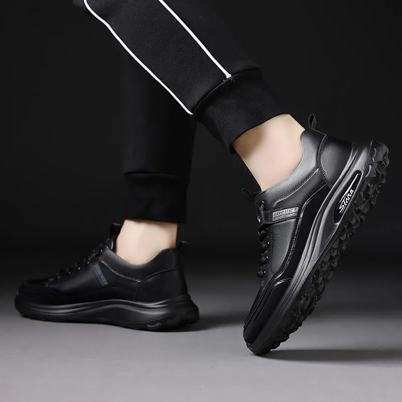 Sleek Men's Derby Dress Shoes Cushioned Orthotic Support Office Wear Black Tie Events Slip-Resistant Rubber Outsole