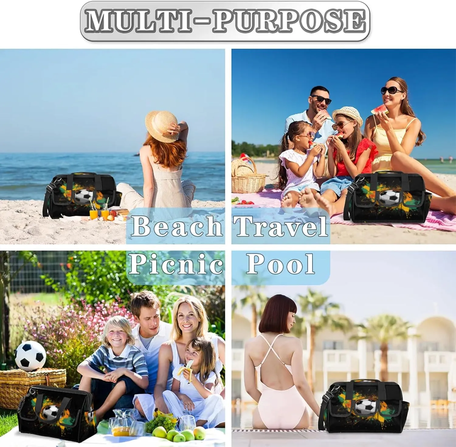 Soccer Football Heavy Duty Tool Bags for Men and Women 14.8 Inch, Soft Wide Mouth Tool Tote Organizer Bag with Adjustable Shoulder Strap