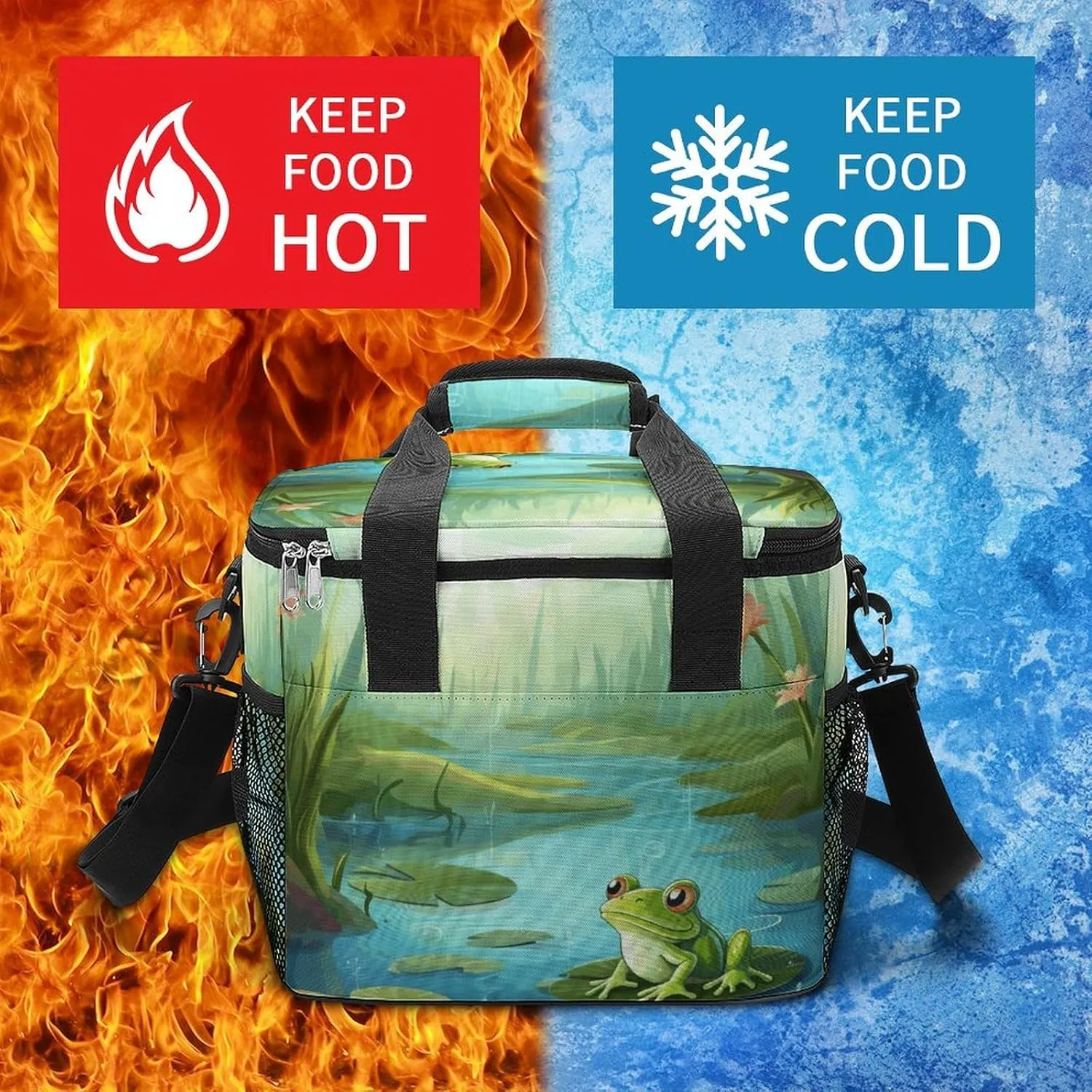 Soft Cooler Bag, 22L Collapsible Beach Cooler Bag,3D Wolf Dream Catcher Printed Portable Ice Chest Leakproof Travel Cooler for Picnic, Outdoor Trip