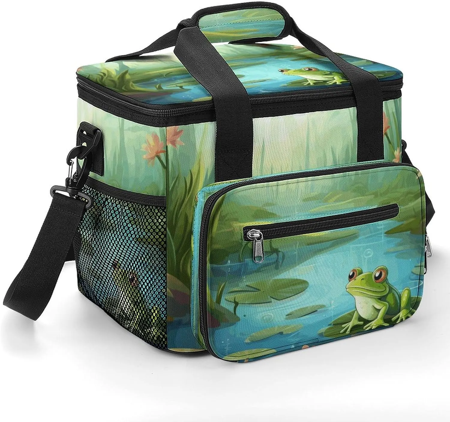 Soft Cooler Bag, 22L Collapsible Beach Cooler Bag,3D Wolf Dream Catcher Printed Portable Ice Chest Leakproof Travel Cooler for Picnic, Outdoor Trip