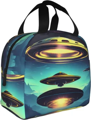 Spacecraft Descend Reusable Large Capacity Handheld Insulated Lunch Bag Lunch Bag For Work Office Camping Picnic