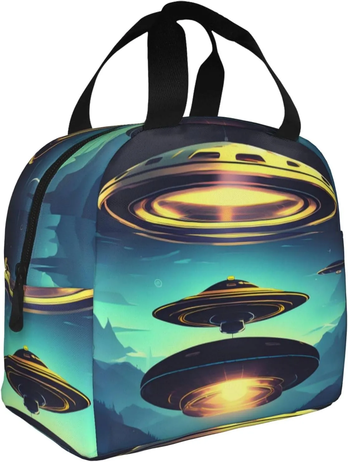 Spacecraft Descend Reusable Large Capacity Handheld Insulated Lunch Bag Lunch Bag For Work Office Camping Picnic