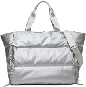 Sports Duffel Bags Women Winter Padded Gym Bag Fitness Solid Color Crossbody Yoga Mat Bags Handbags Outdoor Sports Shoulder Bag Shopping Female(Silver)