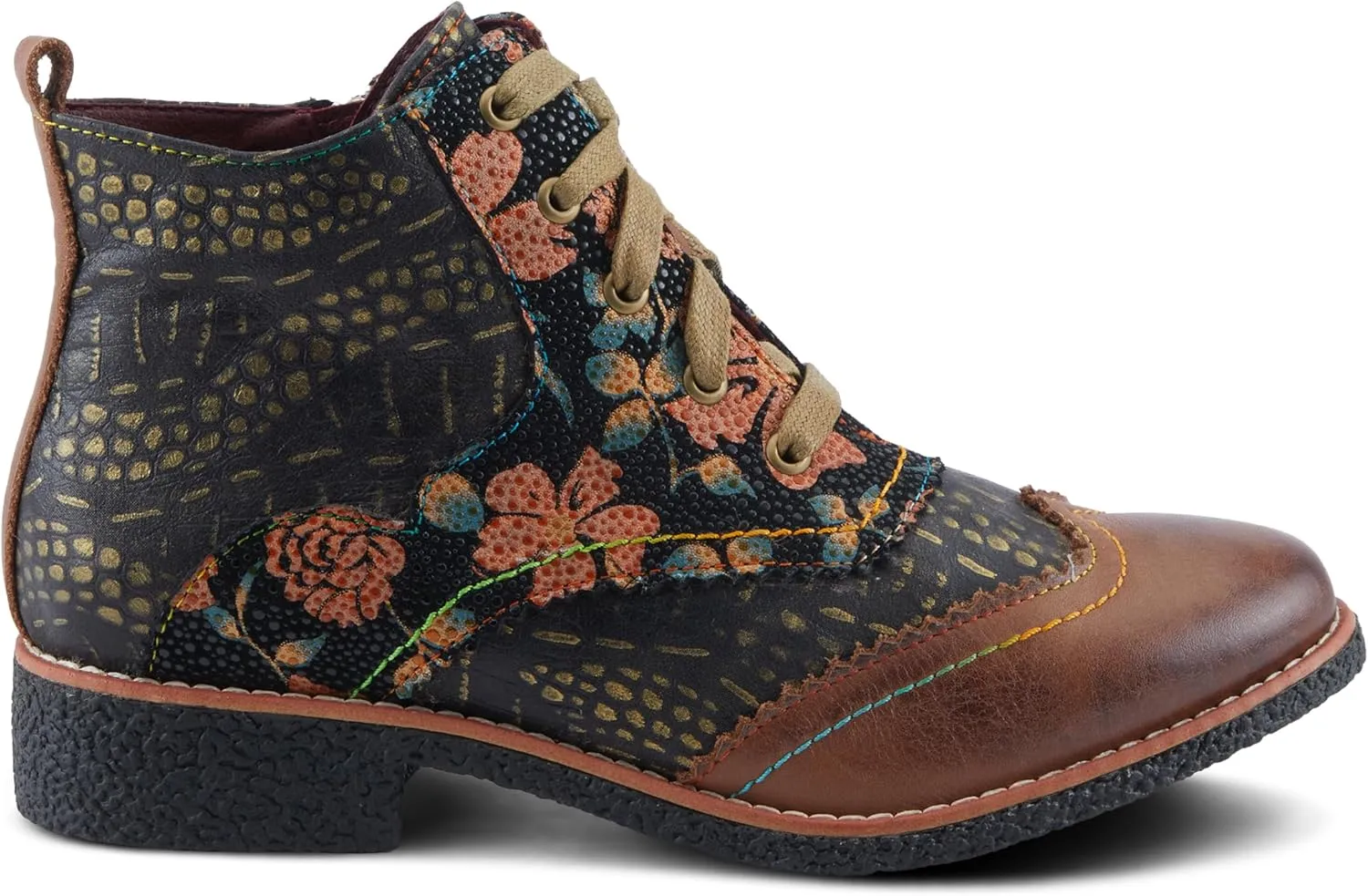 Spring Step L'Artiste Muggianahi Women's Oxford Bootie - Metallic Print, Textured Pin Dots, Fashion-Forward & Comfortable