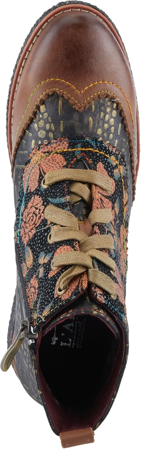 Spring Step L'Artiste Muggianahi Women's Oxford Bootie - Metallic Print, Textured Pin Dots, Fashion-Forward & Comfortable