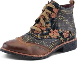Spring Step L'Artiste Muggianahi Women's Oxford Bootie - Metallic Print, Textured Pin Dots, Fashion-Forward & Comfortable