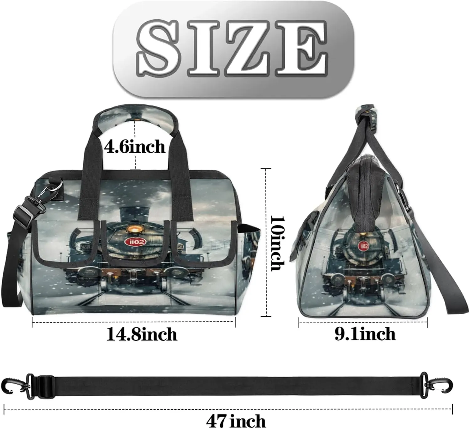 Steam Train Heavy Duty Tool Bags for Men and Women 14.8 Inch, Soft Wide Mouth Tool Tote Organizer Bag with Adjustable Shoulder Strap