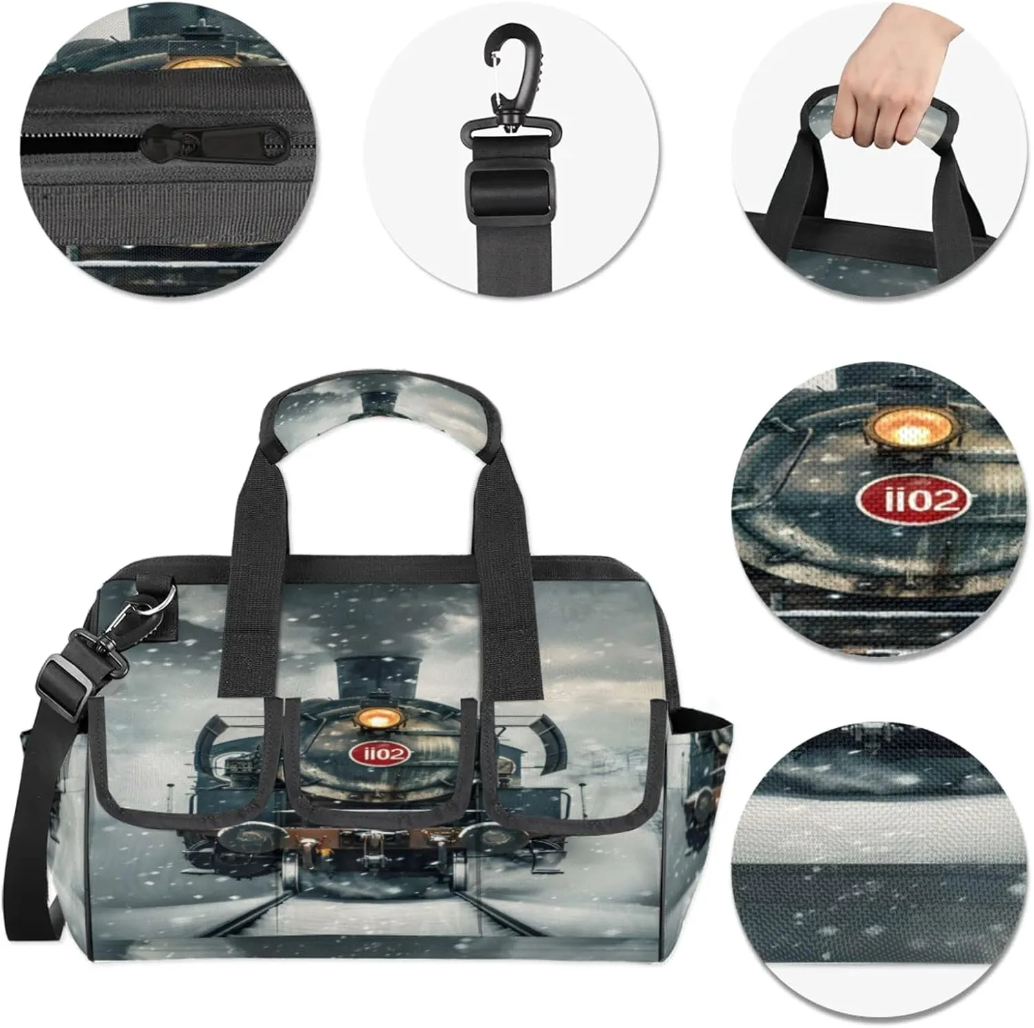 Steam Train Heavy Duty Tool Bags for Men and Women 14.8 Inch, Soft Wide Mouth Tool Tote Organizer Bag with Adjustable Shoulder Strap