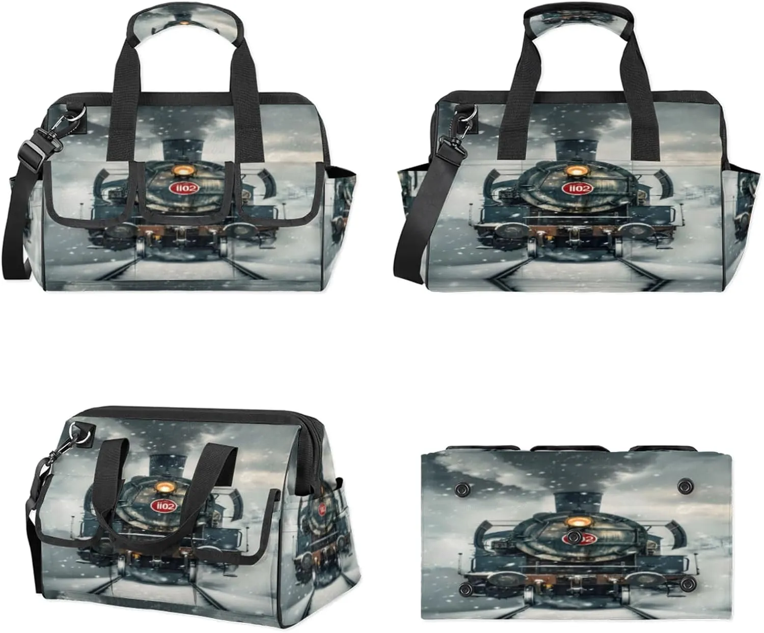 Steam Train Heavy Duty Tool Bags for Men and Women 14.8 Inch, Soft Wide Mouth Tool Tote Organizer Bag with Adjustable Shoulder Strap