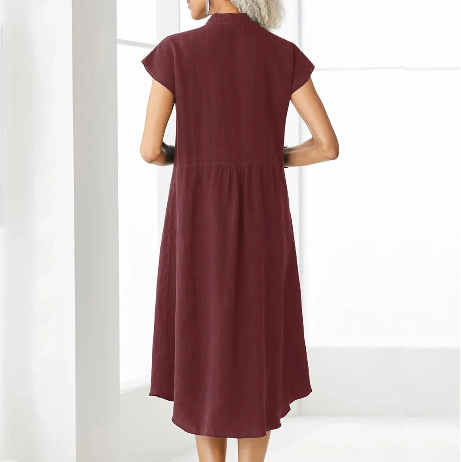 Summer Shirt Dresses for Women Casual Loose Plus Size Pocket Cotton Linen Button Dress Oversized Party Evening Maxi Dress