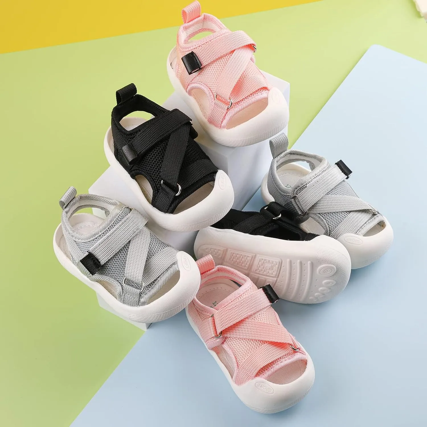 Toddler Boys Girls Unisex Baby Summer Sport Sandals Closed Toe Non-Slip Rubber Sole Pool Beach Mesh Sneakers Lightweight Outdoor Water Shoes
