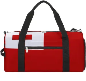 Tonga Flag Travel Duffle for Men Women with Wet Pocket and Shoe Compartment