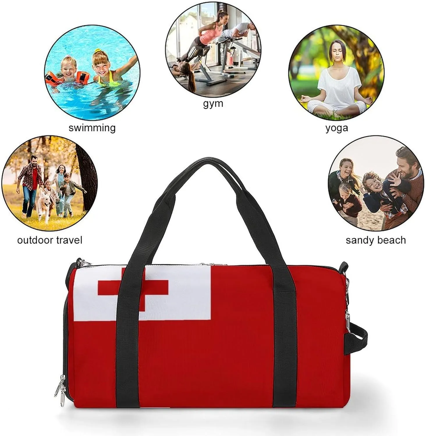 Tonga Flag Travel Duffle for Men Women with Wet Pocket and Shoe Compartment
