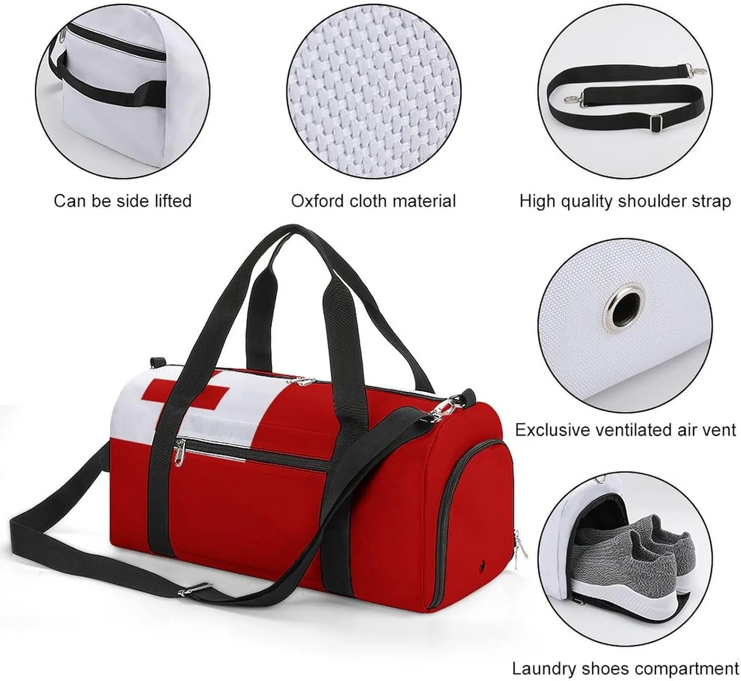 Tonga Flag Travel Duffle for Men Women with Wet Pocket and Shoe Compartment