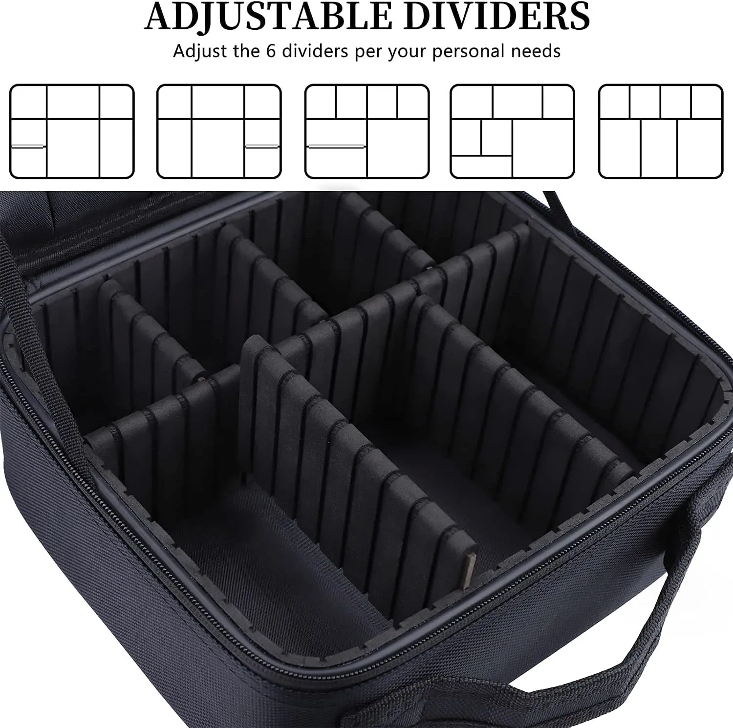 Travel Makeup Bag 10.4" Makeup Train Case Portable Artist Make Up Organizer Case with Adjustable Dividers Oxford Cloth Storage Case for Cosmetics Makeup Brushe (Black)