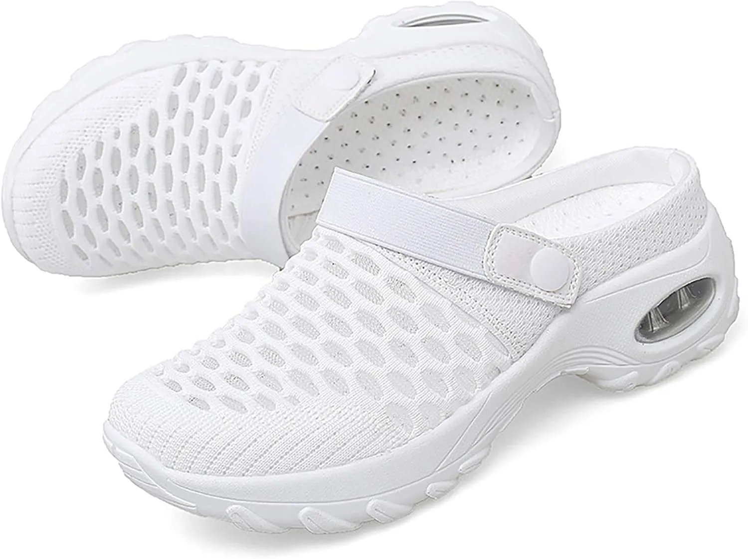 Trsorini Mules Clogs for Women Summer Air Cushion Platform Mesh Mules Sneaker Sandals for Female Lightweight Beach Shoes Outdoor Slippers Walking Shoes