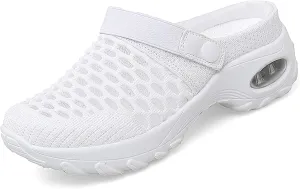 Trsorini Mules Clogs for Women Summer Air Cushion Platform Mesh Mules Sneaker Sandals for Female Lightweight Beach Shoes Outdoor Slippers Walking Shoes