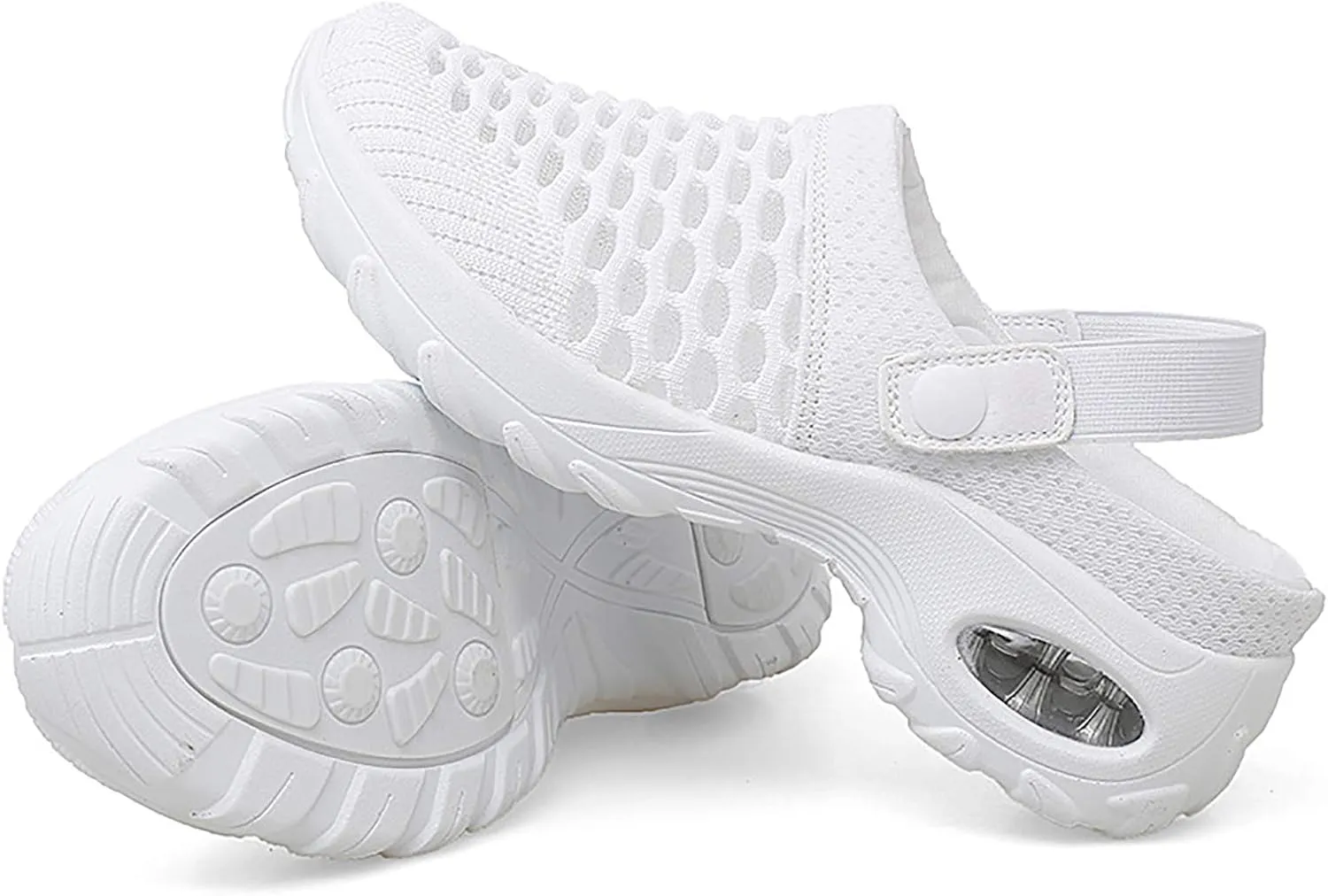 Trsorini Mules Clogs for Women Summer Air Cushion Platform Mesh Mules Sneaker Sandals for Female Lightweight Beach Shoes Outdoor Slippers Walking Shoes