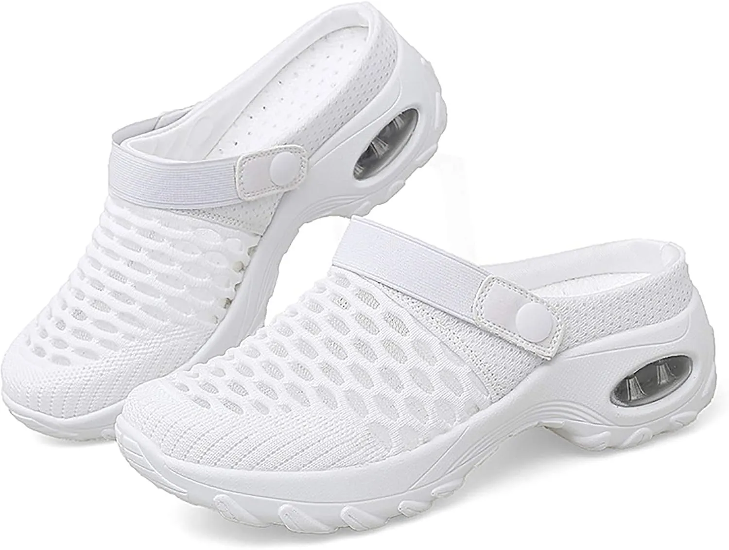 Trsorini Mules Clogs for Women Summer Air Cushion Platform Mesh Mules Sneaker Sandals for Female Lightweight Beach Shoes Outdoor Slippers Walking Shoes