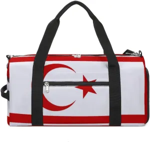 Turkish Republic Northern Cyprus Flag Duffel Bag for Men Women Waterproof with Shoe Compartment