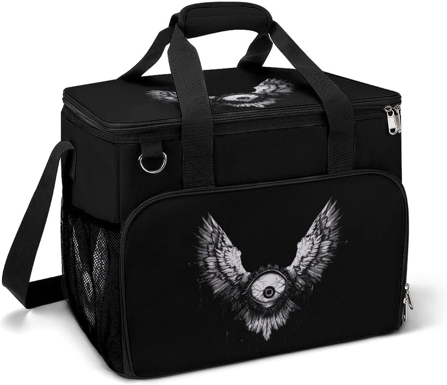 Weirdcore Halloween Eyeball Wings Large Lunch Bag Soft Cooler Bag Insulated Thermal Bag Reusable Grocery Bags for Office Picnic Beach