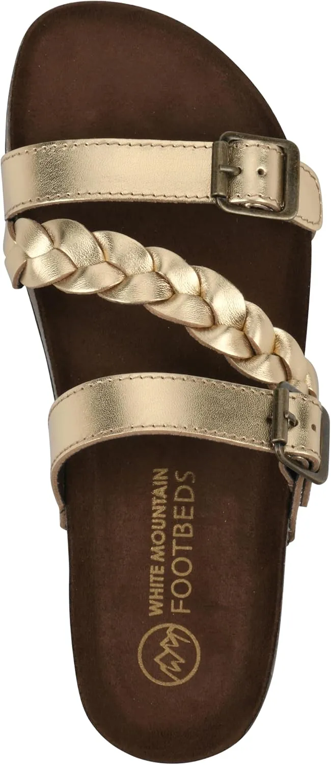 WHITE MOUNTAIN Women's Huntington Signature Comfort Molded Footbed Double Buckle Braided Sandal