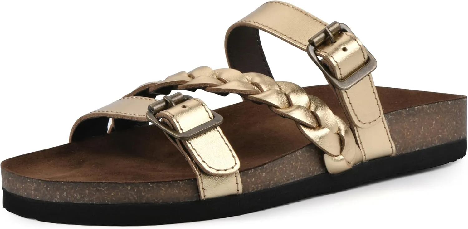 WHITE MOUNTAIN Women's Huntington Signature Comfort Molded Footbed Double Buckle Braided Sandal