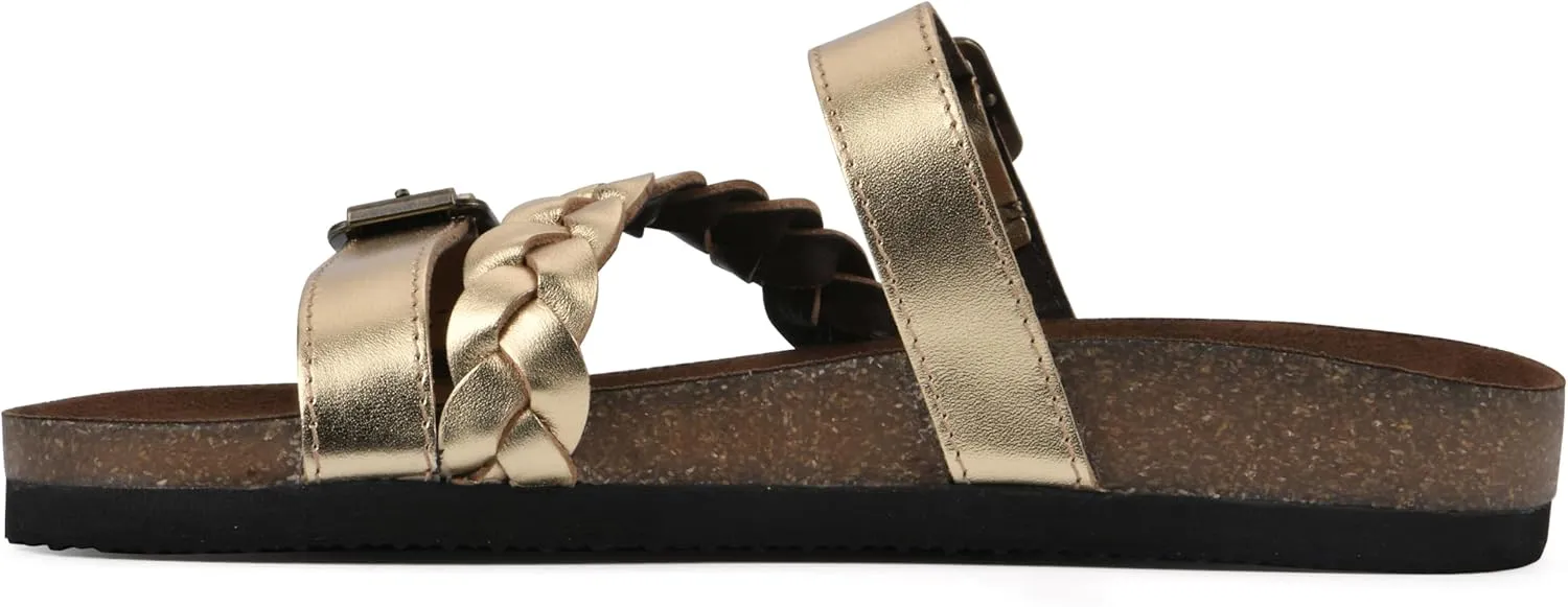 WHITE MOUNTAIN Women's Huntington Signature Comfort Molded Footbed Double Buckle Braided Sandal