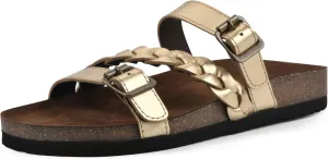 WHITE MOUNTAIN Women's Huntington Signature Comfort Molded Footbed Double Buckle Braided Sandal