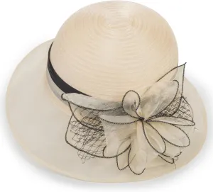 Women Kentucky Organza Derby Hat - Wide Brim Summer Sun Hat for Bridal Wedding Church Tea Party