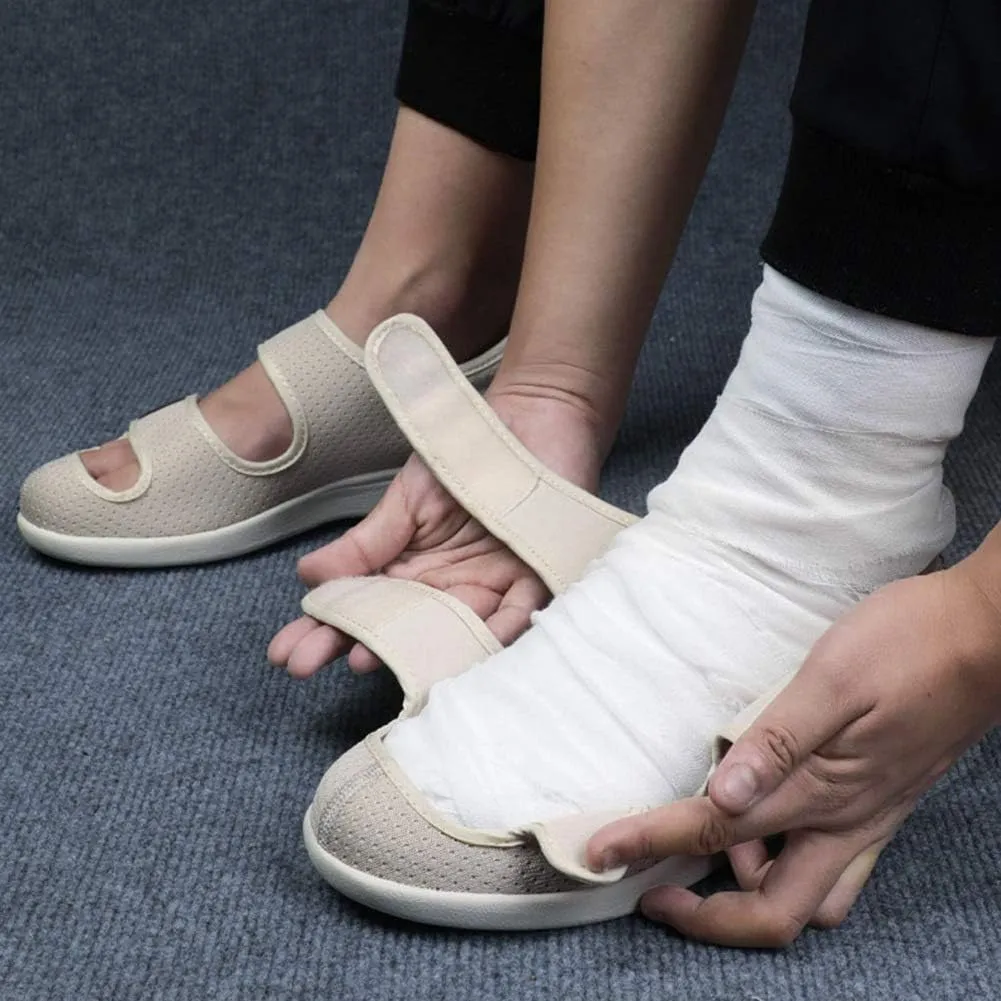 Womens Adjustable Sandal Extra Wide Widths Diabetic Edema Walking Shoes Closed Toe Slippers Easy On/Off with 3 Pairs Insoles Replacement for Elderly Swelling Bandaged Feet