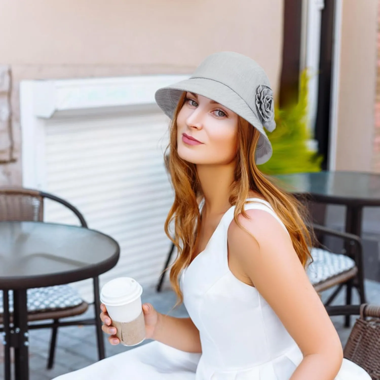 Women's Foldable Floral Bucket Hat Wide Brim Derby Church Wedding Fascinators Cloche Bowler Sun Hat